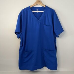 Roth Wear Medium Navy Scrub Top 3 Pockets Performance Stretch 7477 Blue Size 2XL